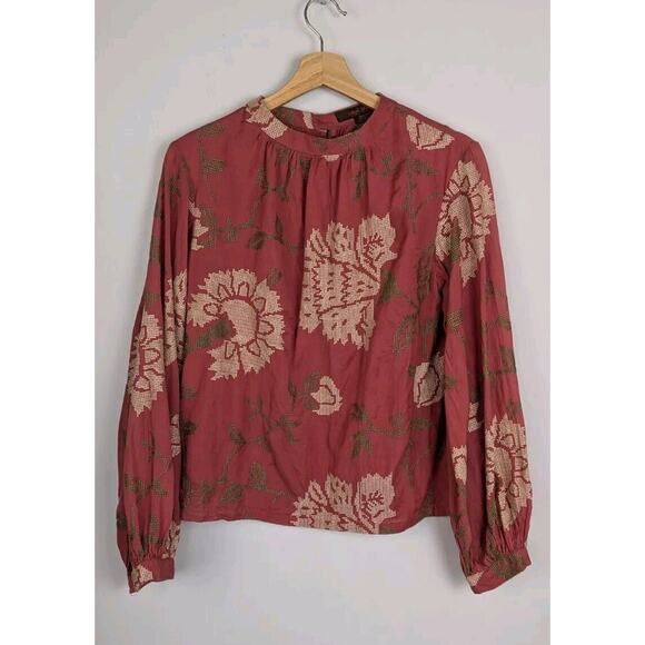 Payal Pratap Anthropologie Rhododendron Stitched Balloon Long Sleeve Top Size 8 - Picture 3 of 7